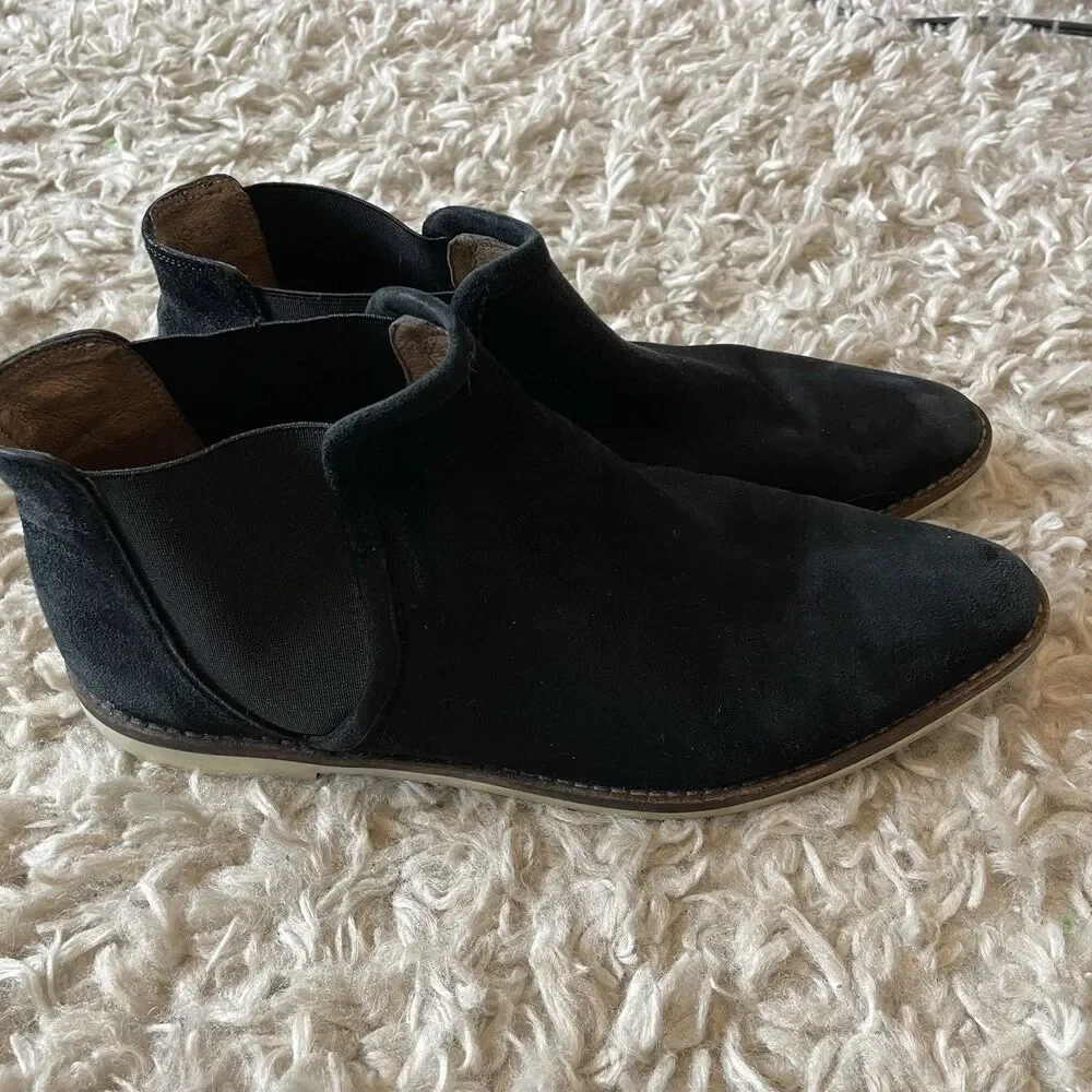 J.Crew Low Chelsea Boot Suede Leather Black Sz 9.5 Womens